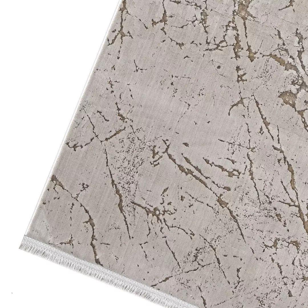 Cotton 1075 %100 Pamuksu Tuşeli Polyester İplikten Mermer Desenli Bej Renk Modern Yolluk Halı