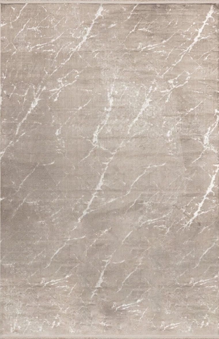 Cotton 1075 %100 Pamuksu Tuşeli Polyester İplikten Mermer Desenli Vizon Renk Modern Yolluk Halı