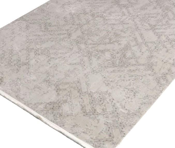 Cotton 1076 %100 Pamuksu Tuşeli Polyester İplikten Geometrik Desenli Gri Renk Geçişli Modern Yolluk Halı