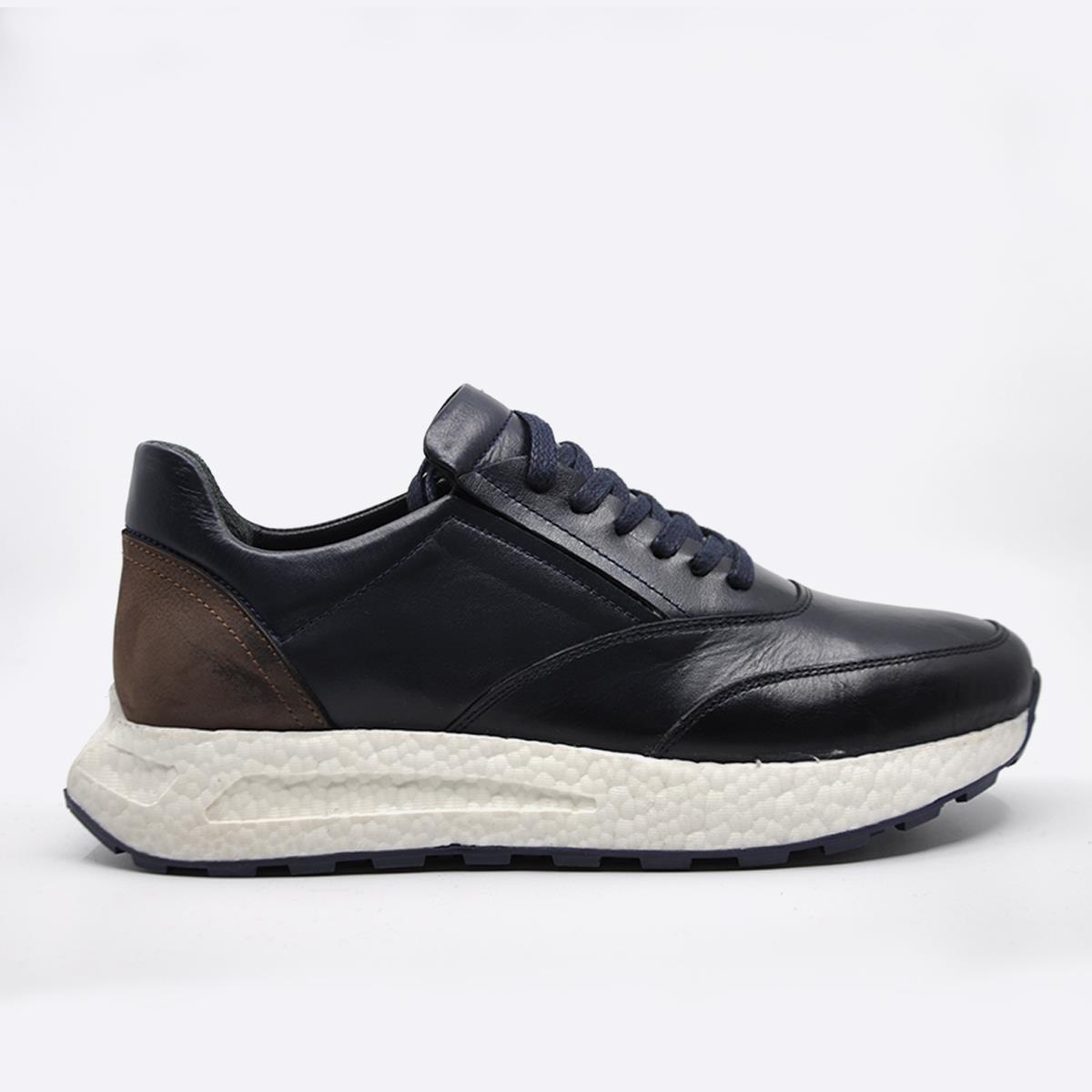 Fosco  Hakiki Deri Sneaker Erkek Ayakkabı Lacivert 9944