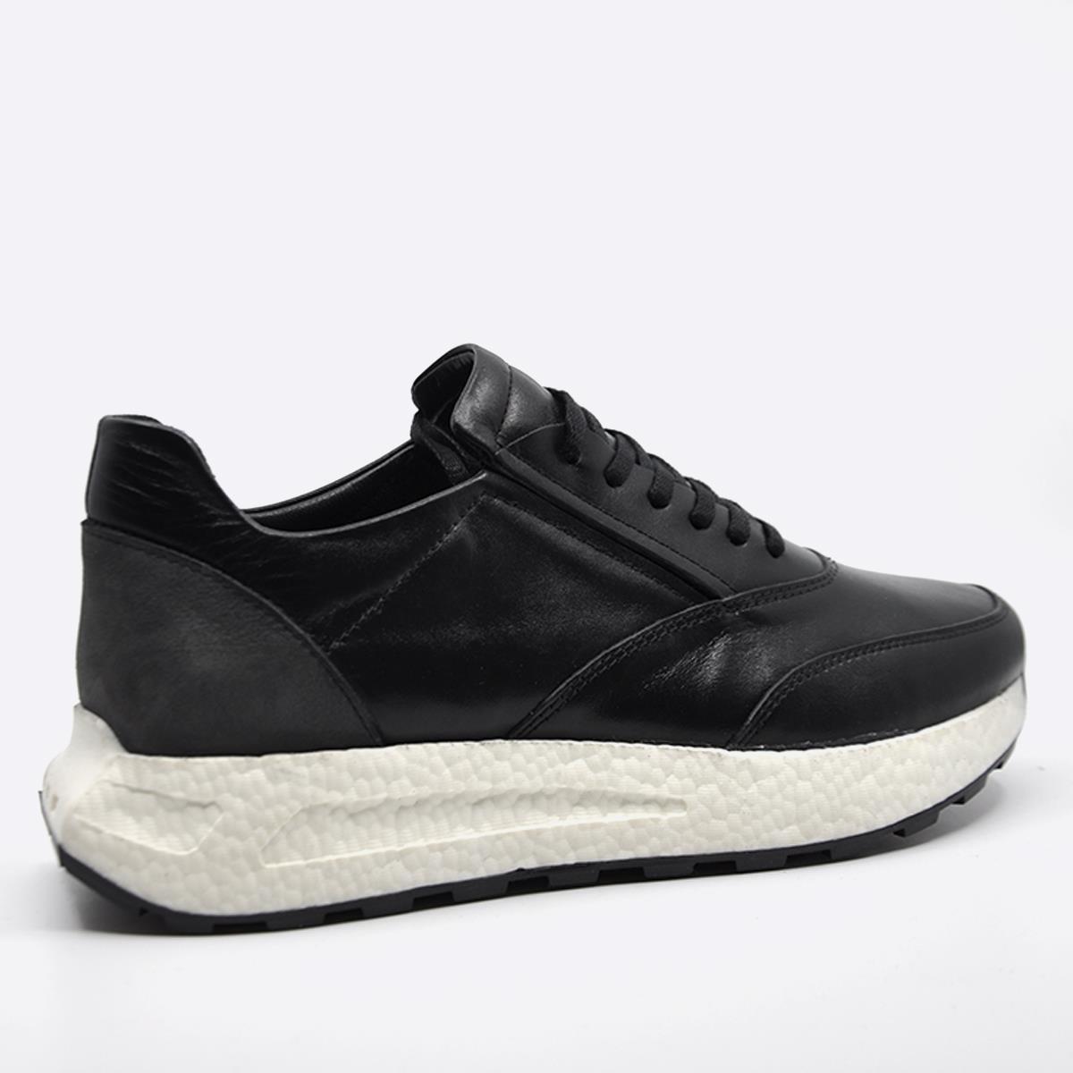 Fosco  Hakiki Deri Sneaker Erkek Ayakkabı Siyah 9944