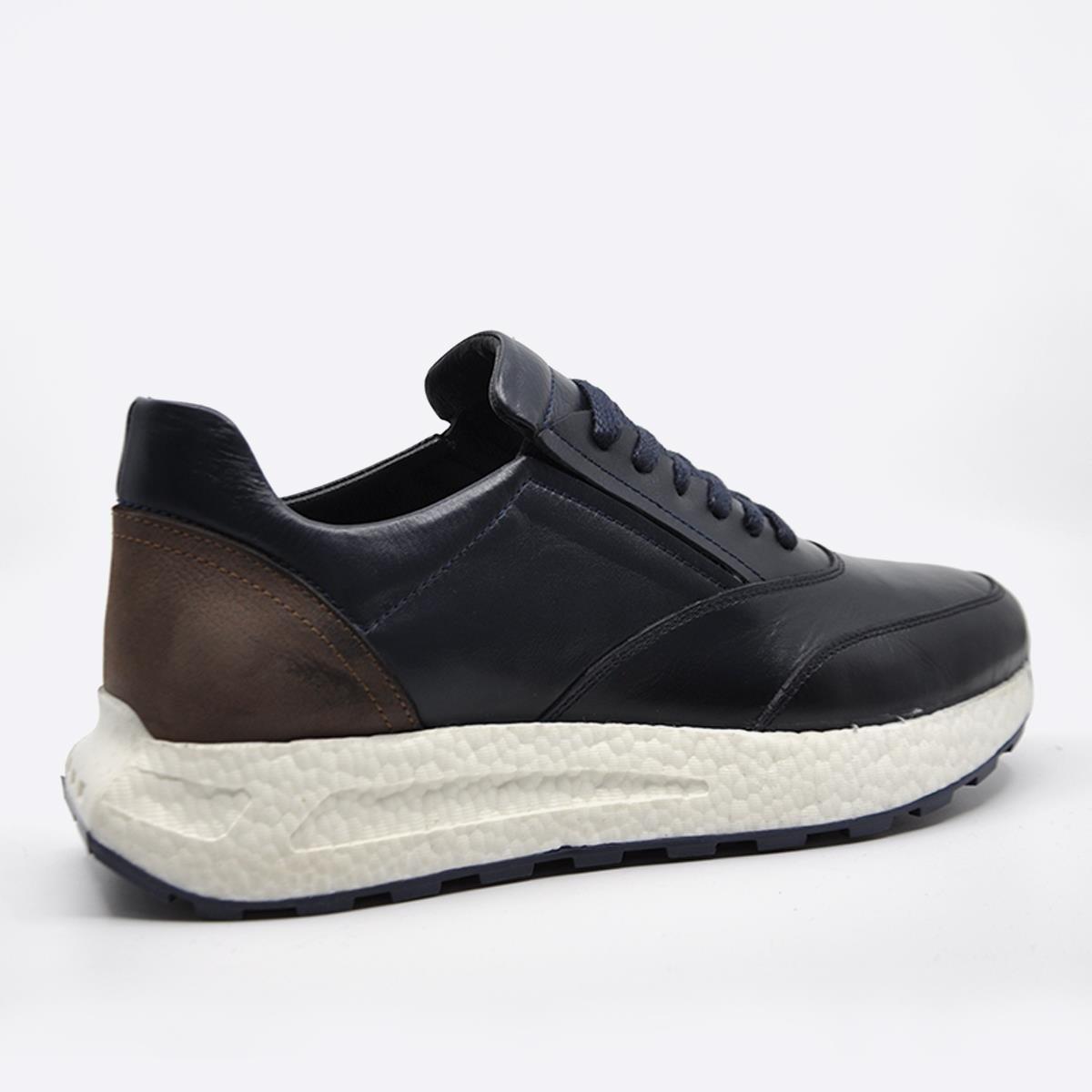 Fosco  Hakiki Deri Sneaker Erkek Ayakkabı Lacivert 9944