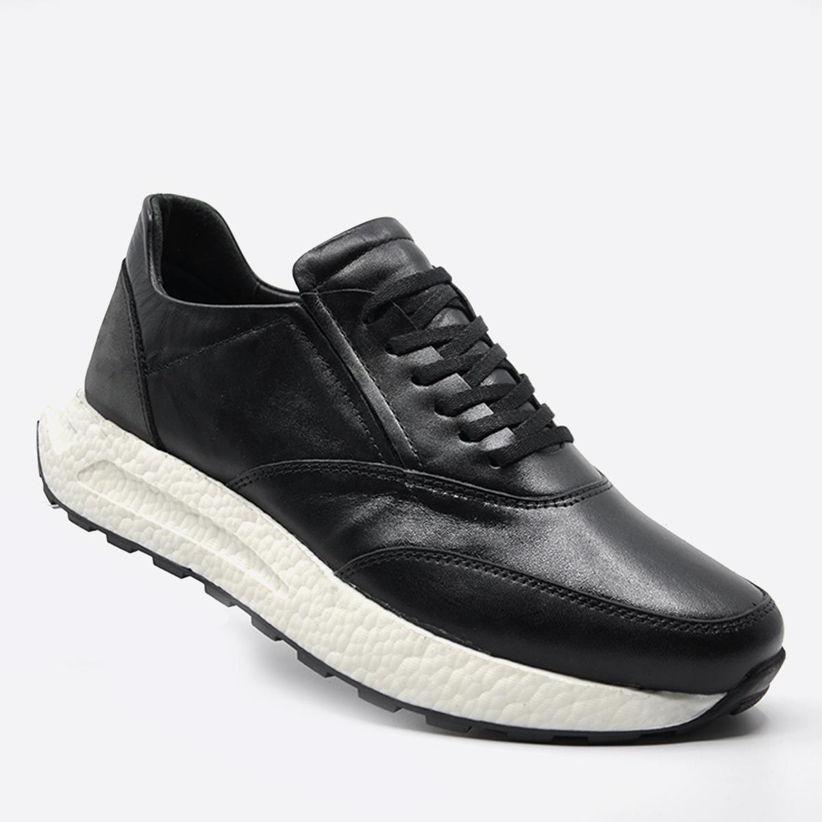 Fosco  Hakiki Deri Sneaker Erkek Ayakkabı Siyah 9944