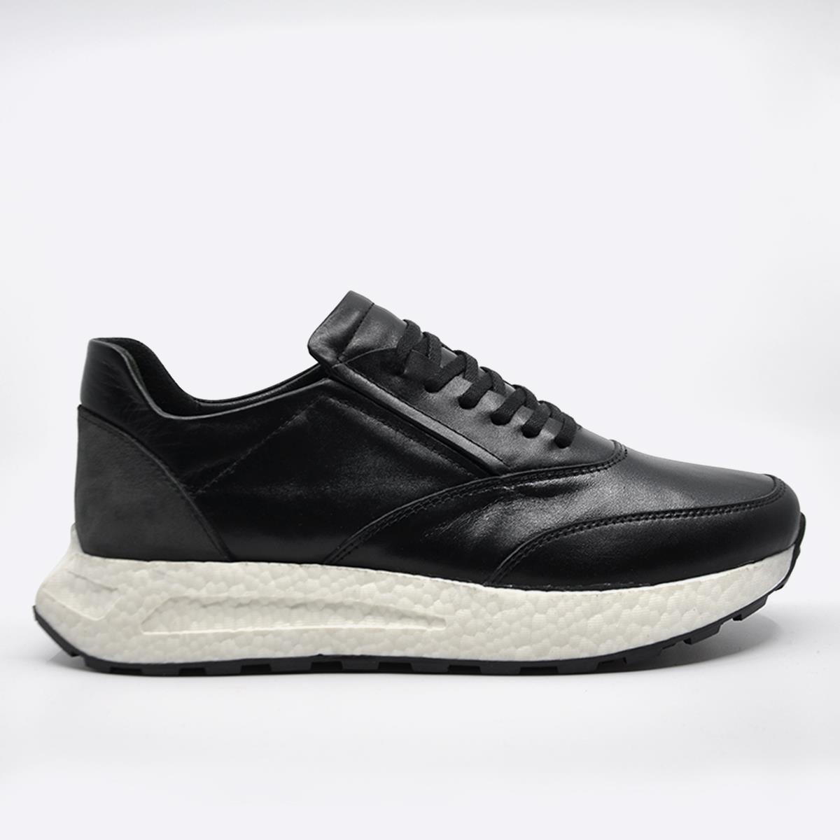 Fosco  Hakiki Deri Sneaker Erkek Ayakkabı Siyah 9944