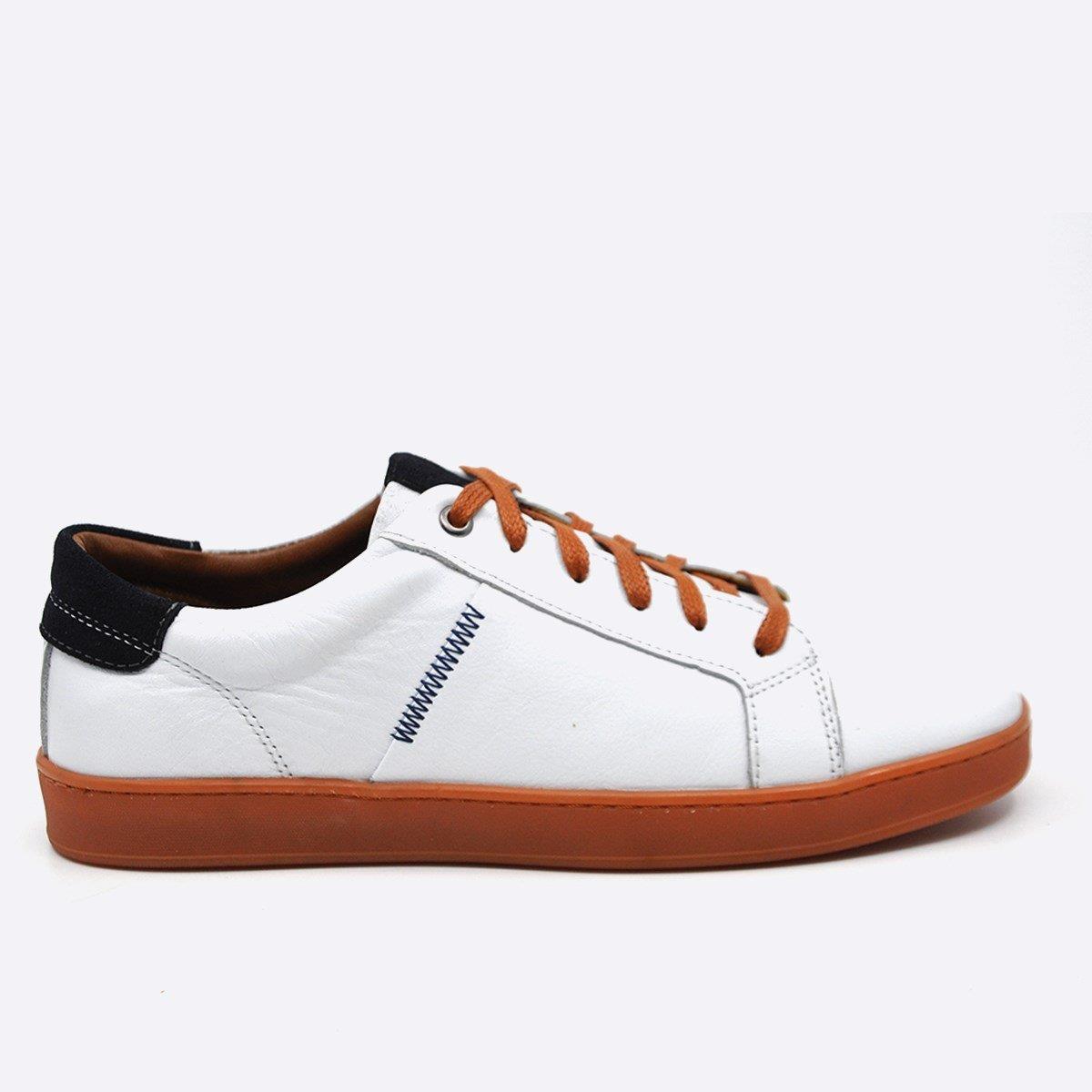 Fosco Hakiki Deri Beyaz Sneaker Spor Erkek Ayakkabı 9882 105
