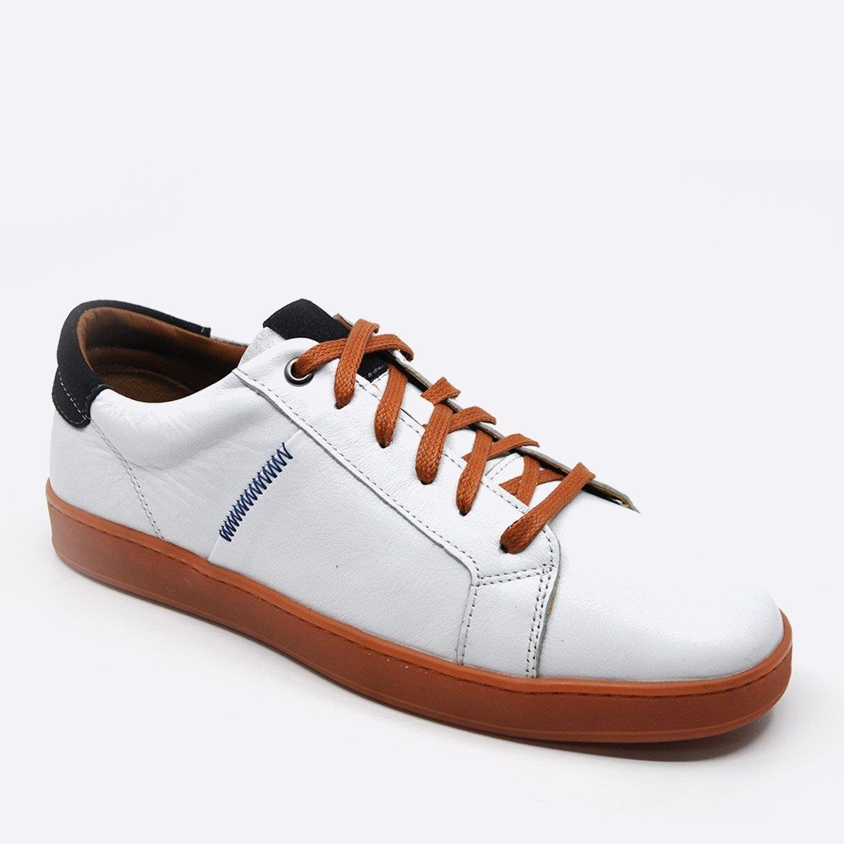 Fosco Hakiki Deri Beyaz Sneaker Spor Erkek Ayakkabı 9882 105