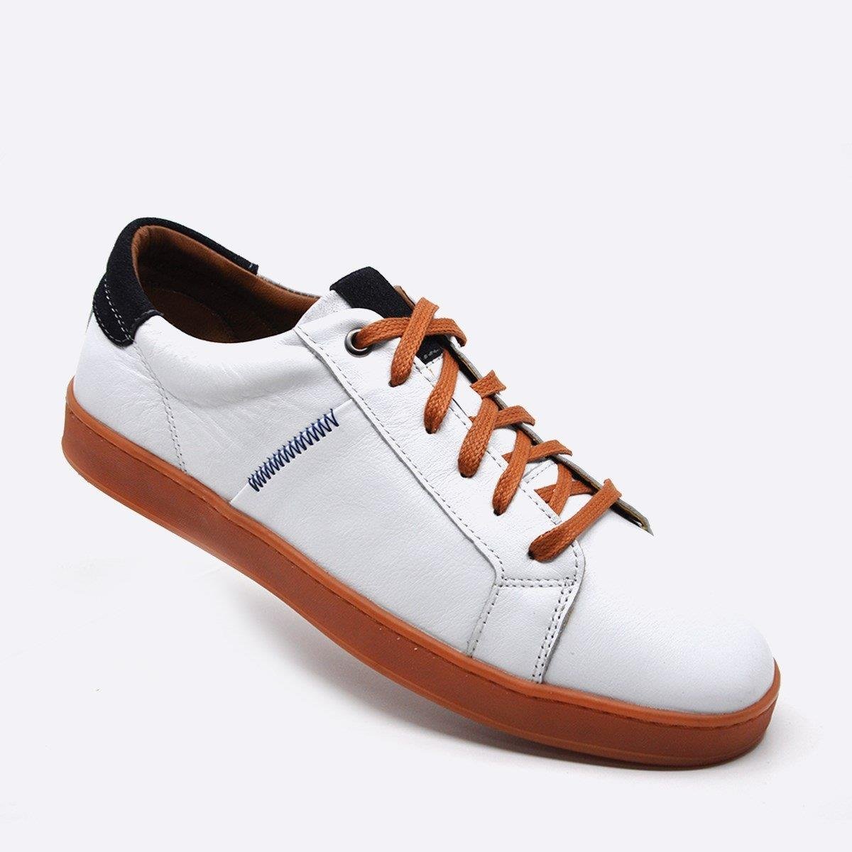Fosco Hakiki Deri Beyaz Sneaker Spor Erkek Ayakkabı 9882 105