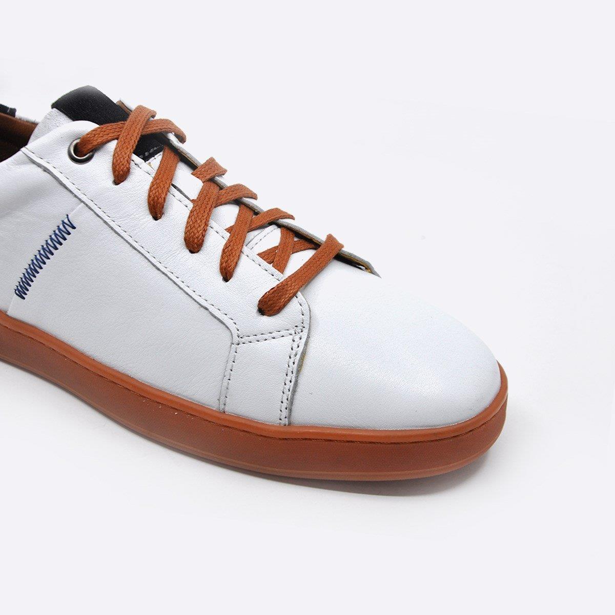 Fosco Hakiki Deri Beyaz Sneaker Spor Erkek Ayakkabı 9882 105