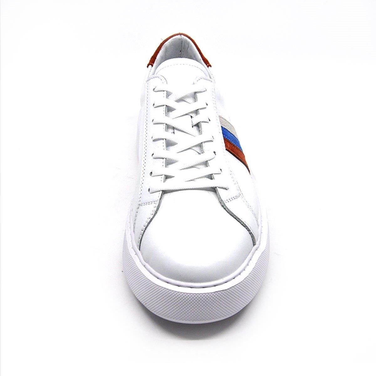 Fosco Hakiki Deri Beyaz Turuncu Sneaker Erkek Ayakkabı 9825