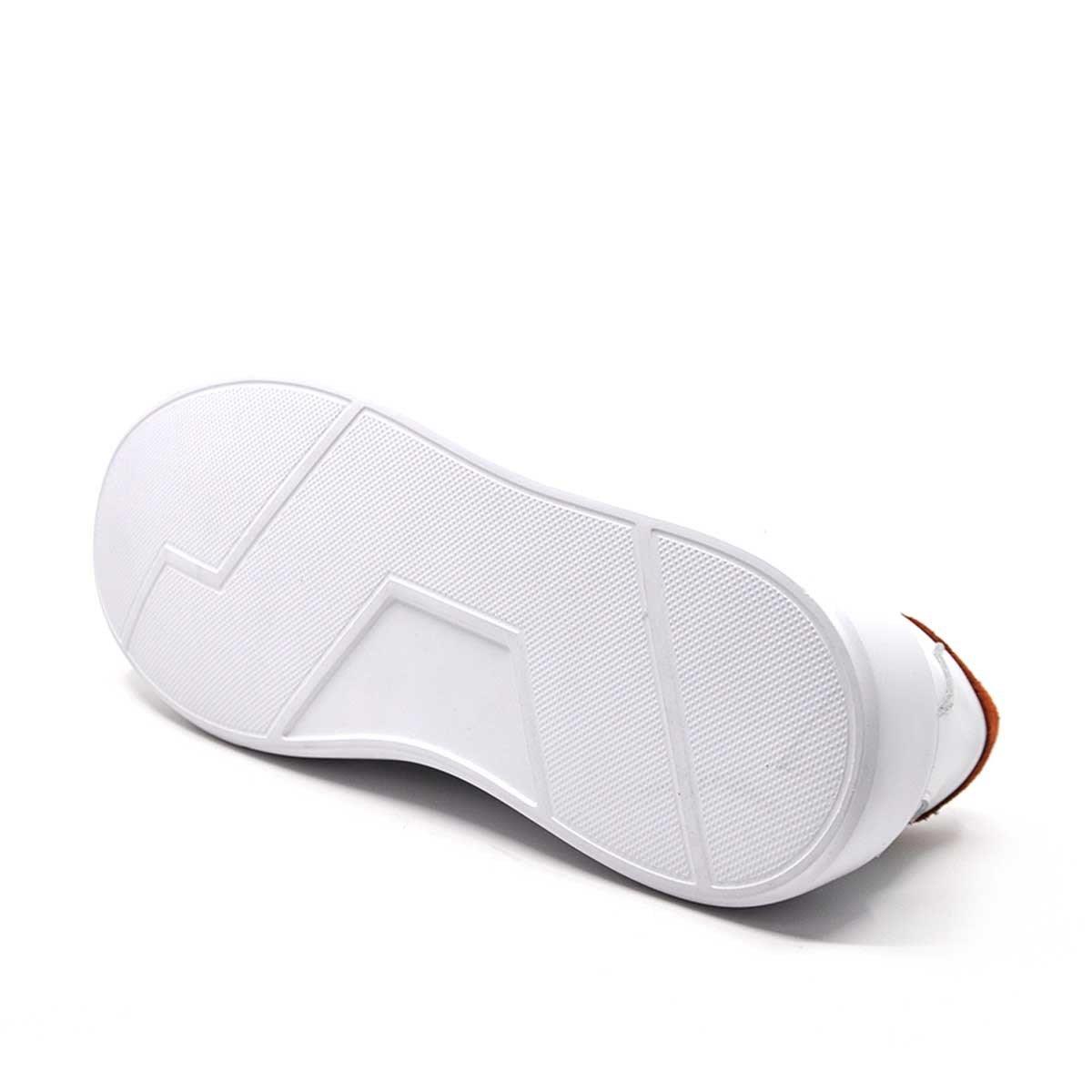 Fosco Hakiki Deri Beyaz Turuncu Sneaker Erkek Ayakkabı 9825