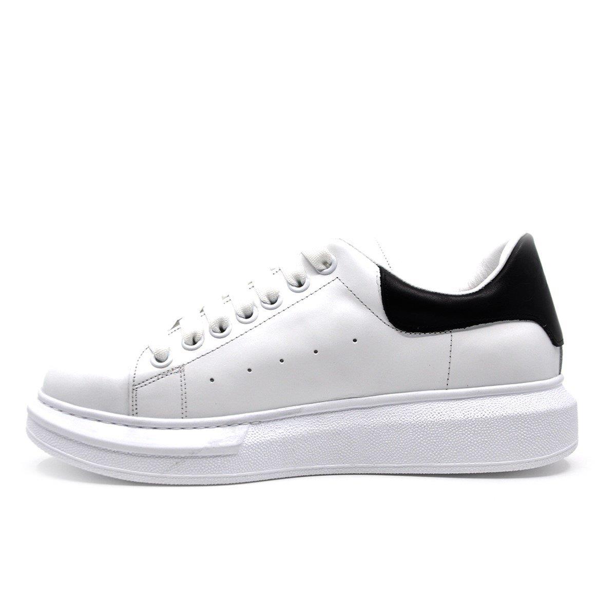 Fosco Hakiki Deri Erkek Sneaker Ayakkabı Beyaz Siyah 9838