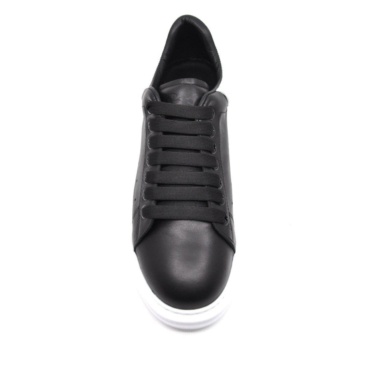 Fosco Hakiki Deri Erkek Sneaker Ayakkabı Siyah Beyaz 9838