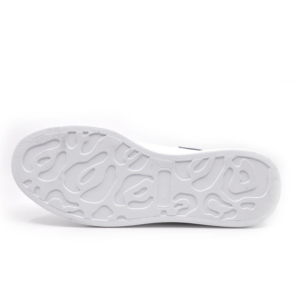Fosco Hakiki Deri Erkek Sneaker Ayakkabı Beyaz Mavi 9838