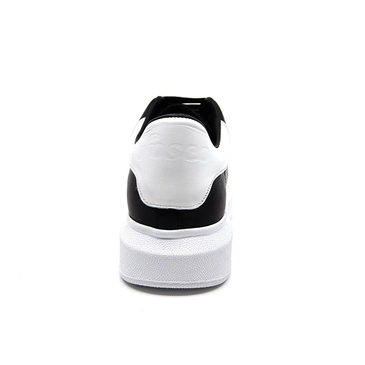Fosco Hakiki Deri Erkek Sneaker Ayakkabı Siyah Beyaz 9838