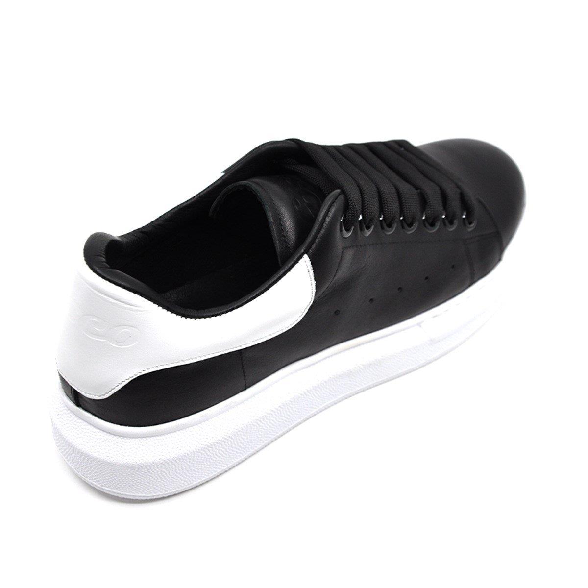 Fosco Hakiki Deri Erkek Sneaker Ayakkabı Siyah Beyaz 9838