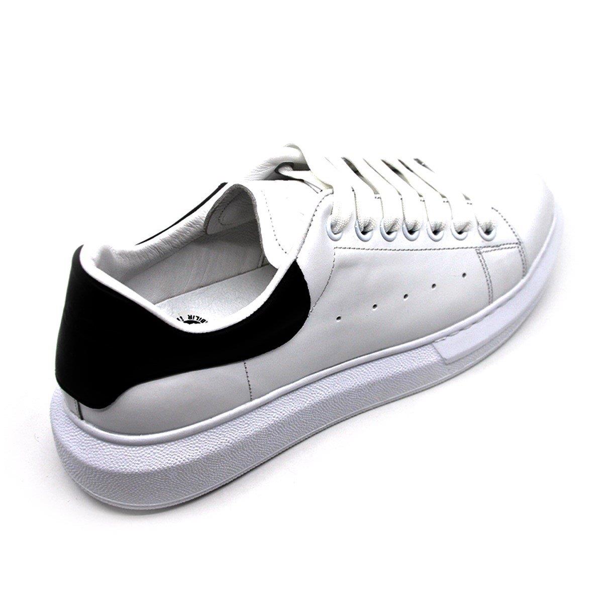 Fosco Hakiki Deri Erkek Sneaker Ayakkabı Beyaz Siyah 9838
