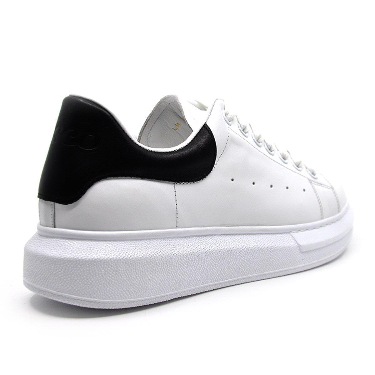 Fosco Hakiki Deri Erkek Sneaker Ayakkabı Beyaz Siyah 9838