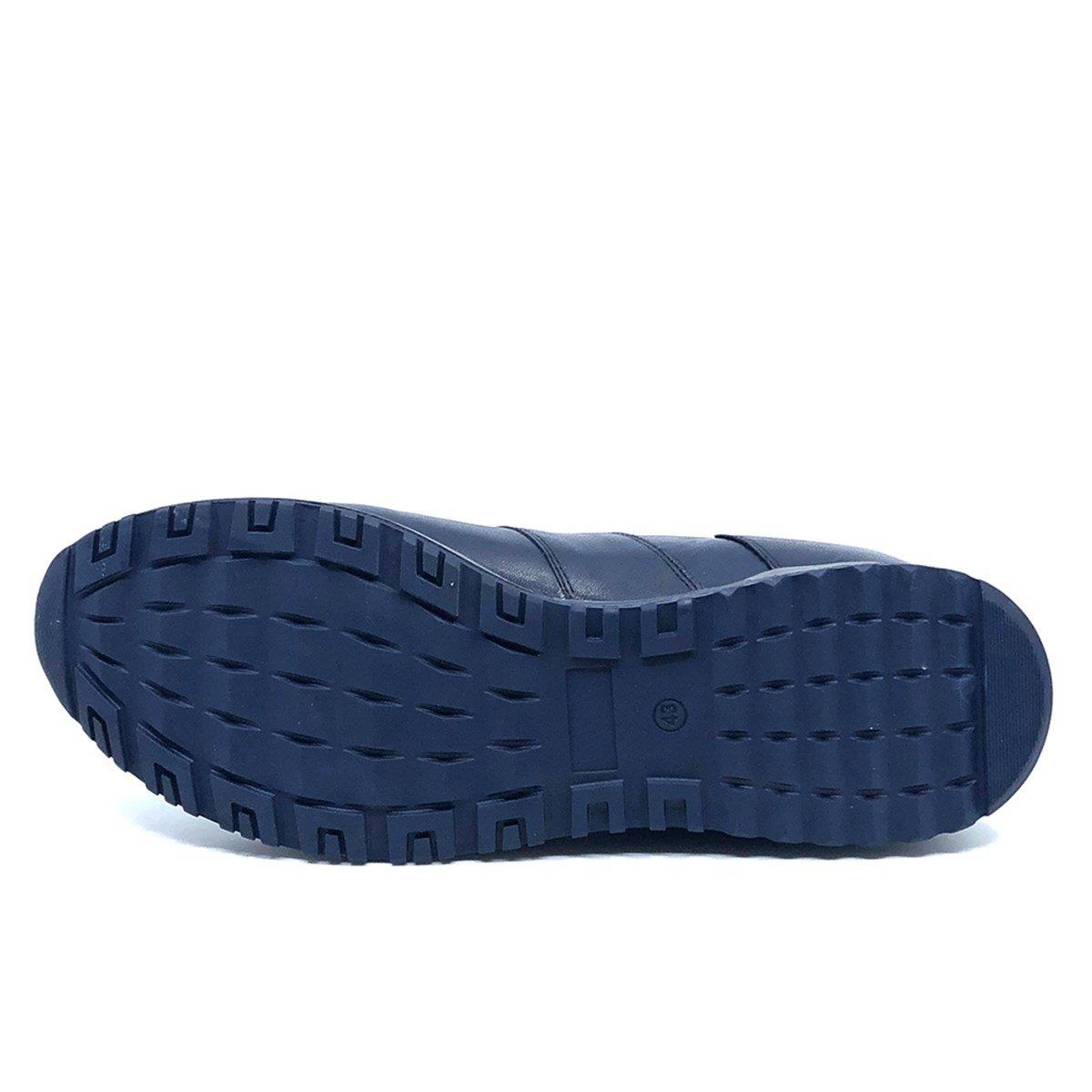 Fosco Hakiki Deri Lacivert Erkek Sneaker Ayakkabı 2101-1 305