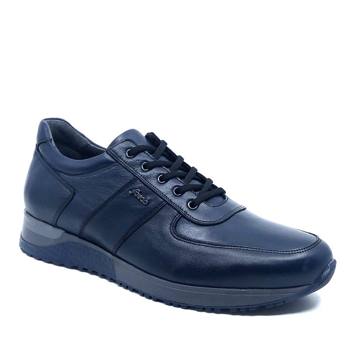 Fosco Hakiki Deri Lacivert Erkek Sneaker Ayakkabı 2101-1 305