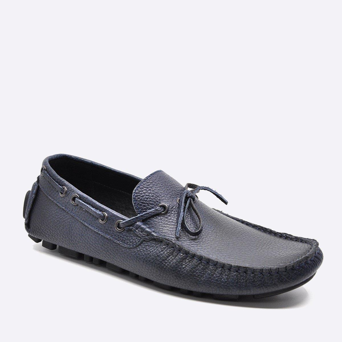 Fosco Hakiki Deri Lacivert Flotter Yazlık Loafer Erkek Ayakkabı 9845