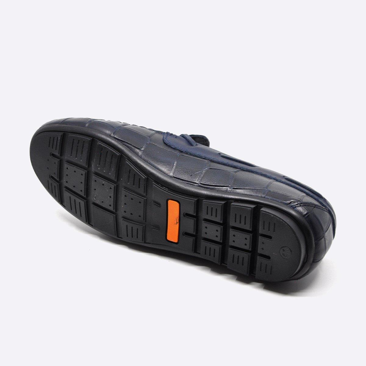 Fosco Hakiki Deri Lacivert Loafer Kroko Erkek Ayakkabı 9861 102