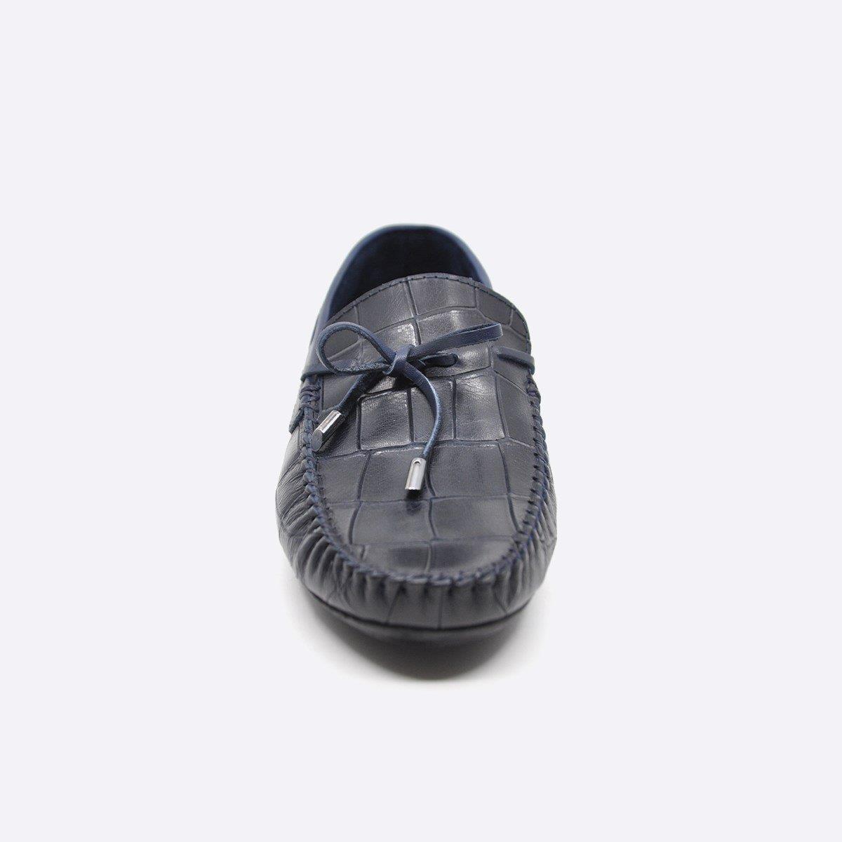 Fosco Hakiki Deri Lacivert Loafer Kroko Erkek Ayakkabı 9861 102