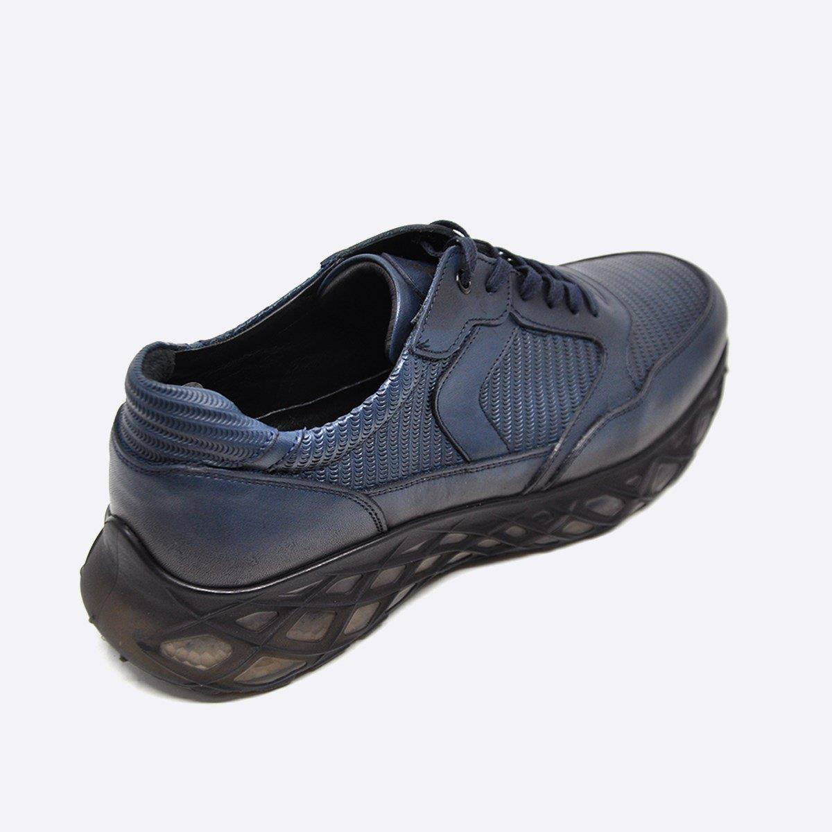 Fosco Hakiki Deri Lacivert Sneaker Erkek Ayakkabı 9828 102