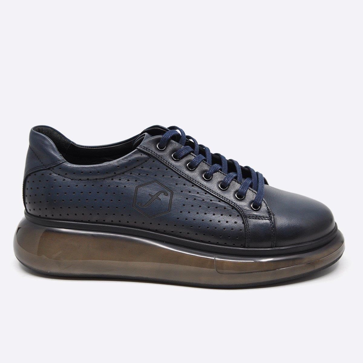 Fosco Hakiki Deri Lacivert Sneaker Erkek Ayakkabı 9836 102