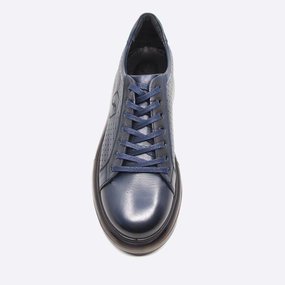 Fosco Hakiki Deri Lacivert Sneaker Erkek Ayakkabı 9836 102
