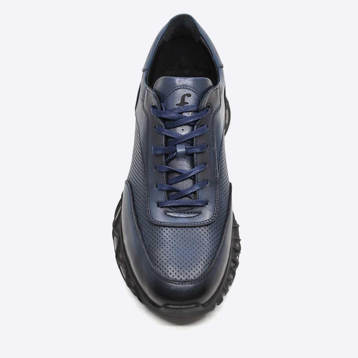 Fosco Hakiki Deri Lacivert Sneaker Erkek Ayakkabı 9829 102