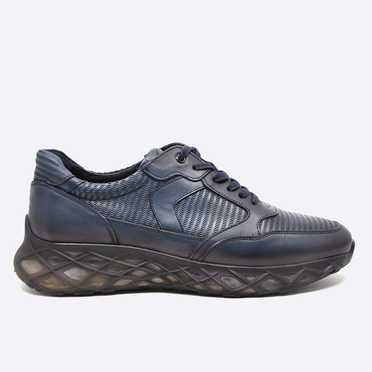 Fosco Hakiki Deri Lacivert Sneaker Erkek Ayakkabı 9828 102