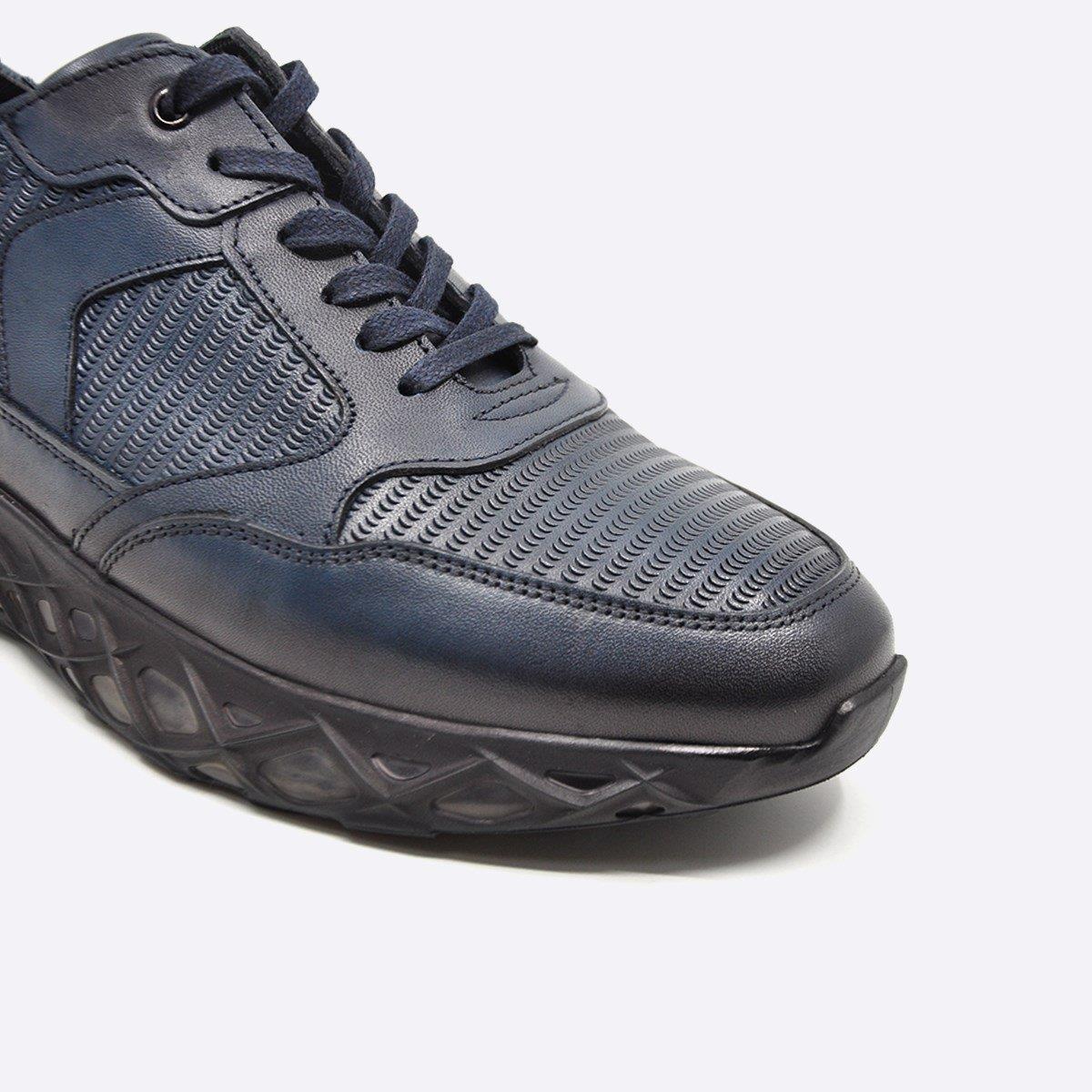 Fosco Hakiki Deri Lacivert Sneaker Erkek Ayakkabı 9828 102