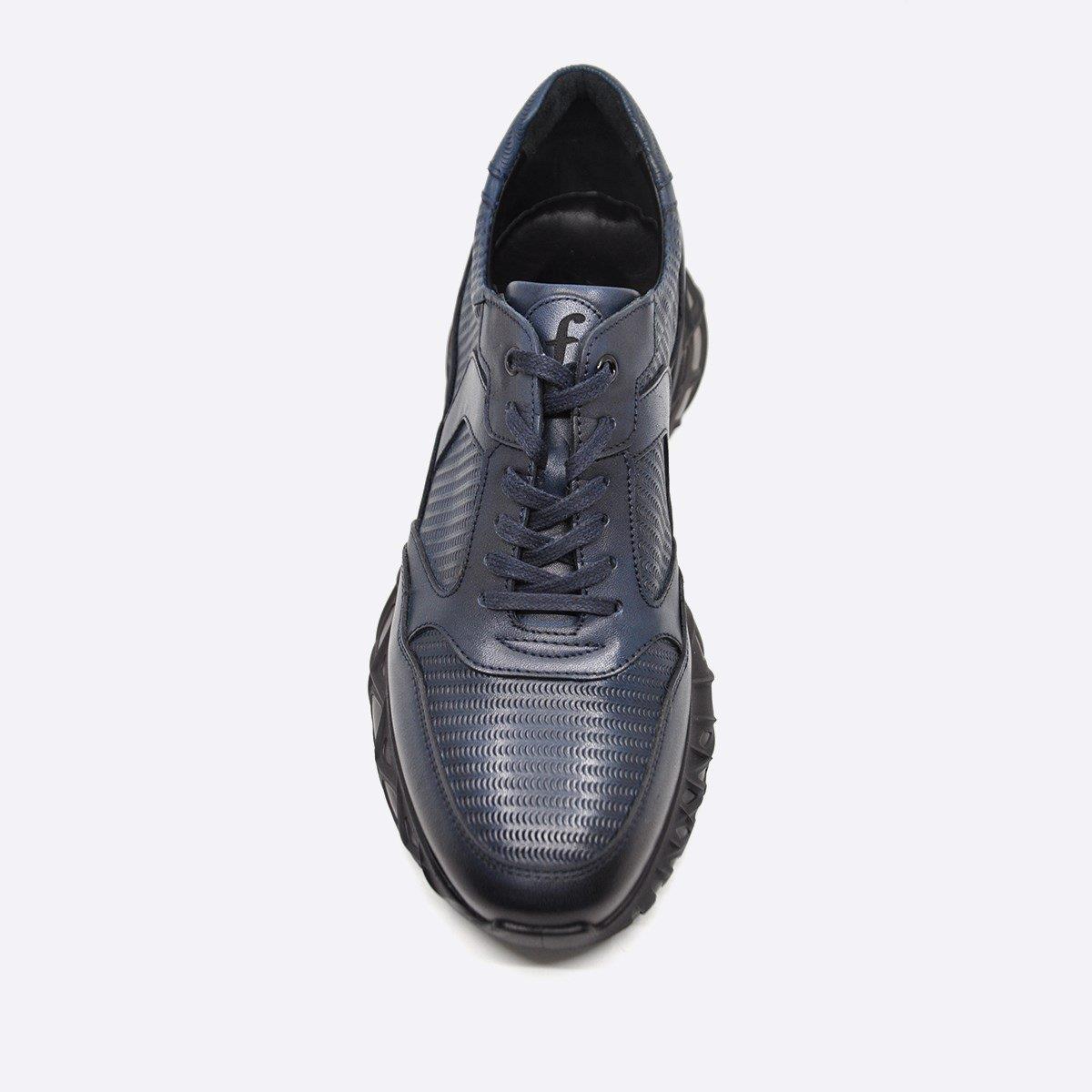 Fosco Hakiki Deri Lacivert Sneaker Erkek Ayakkabı 9828 102