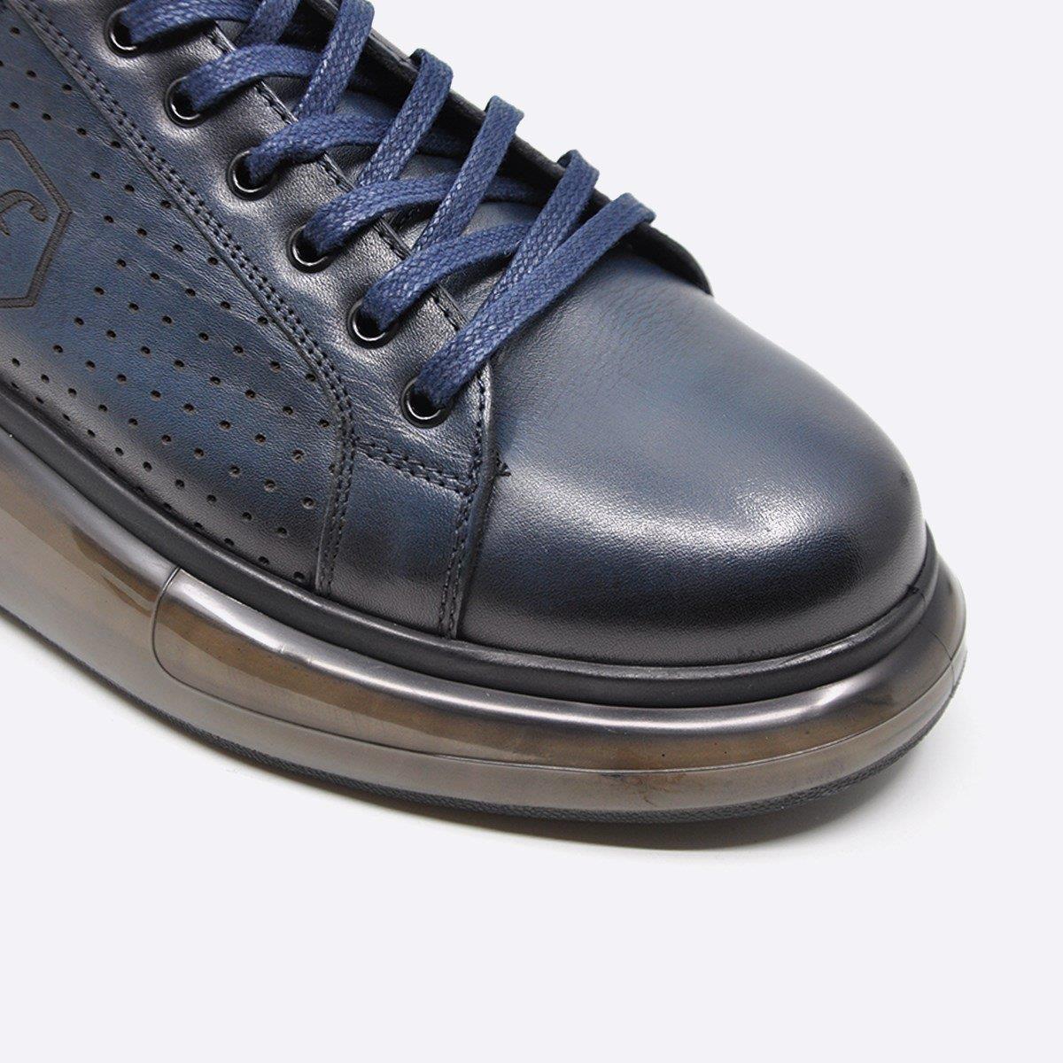 Fosco Hakiki Deri Lacivert Sneaker Erkek Ayakkabı 9836 102
