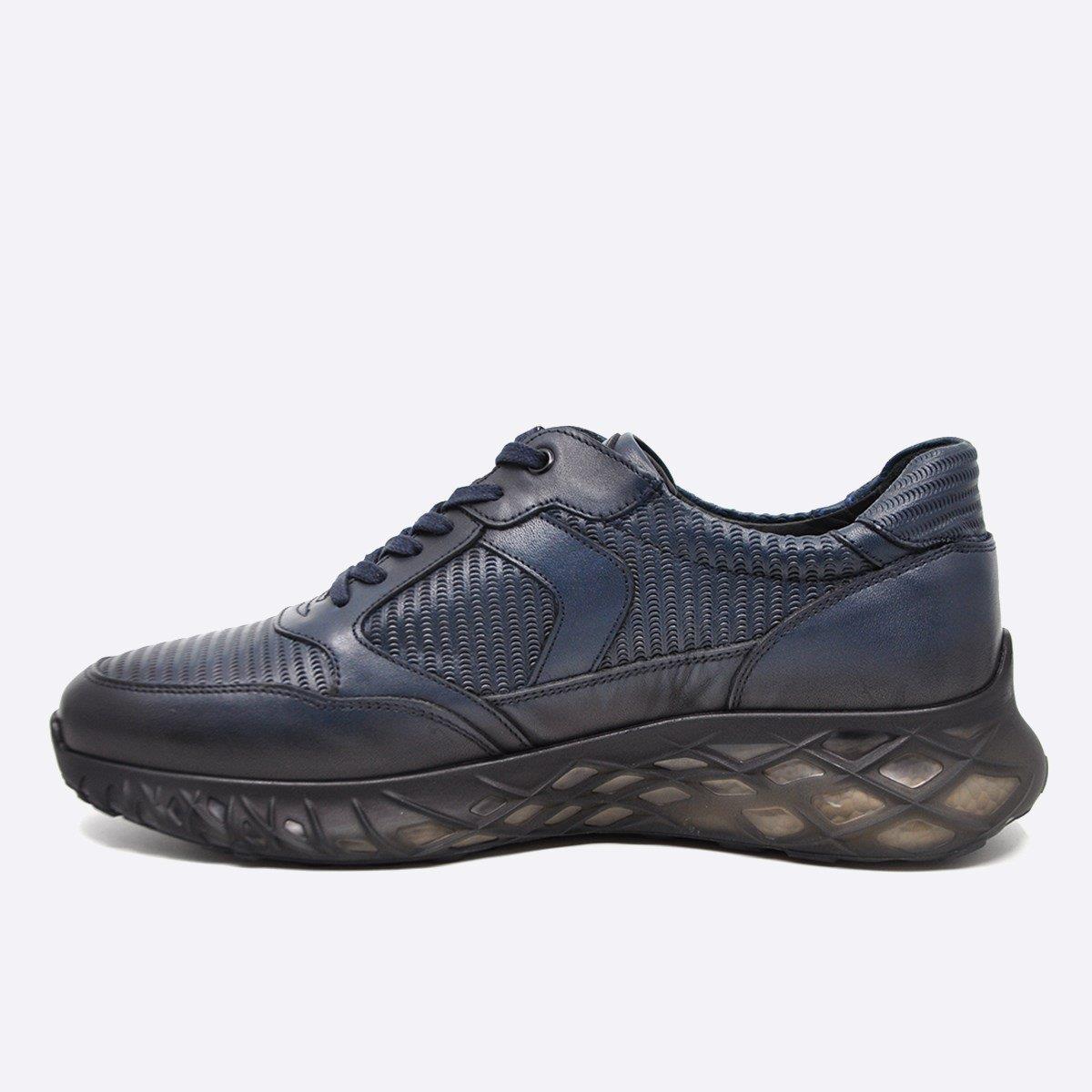 Fosco Hakiki Deri Lacivert Sneaker Erkek Ayakkabı 9828 102