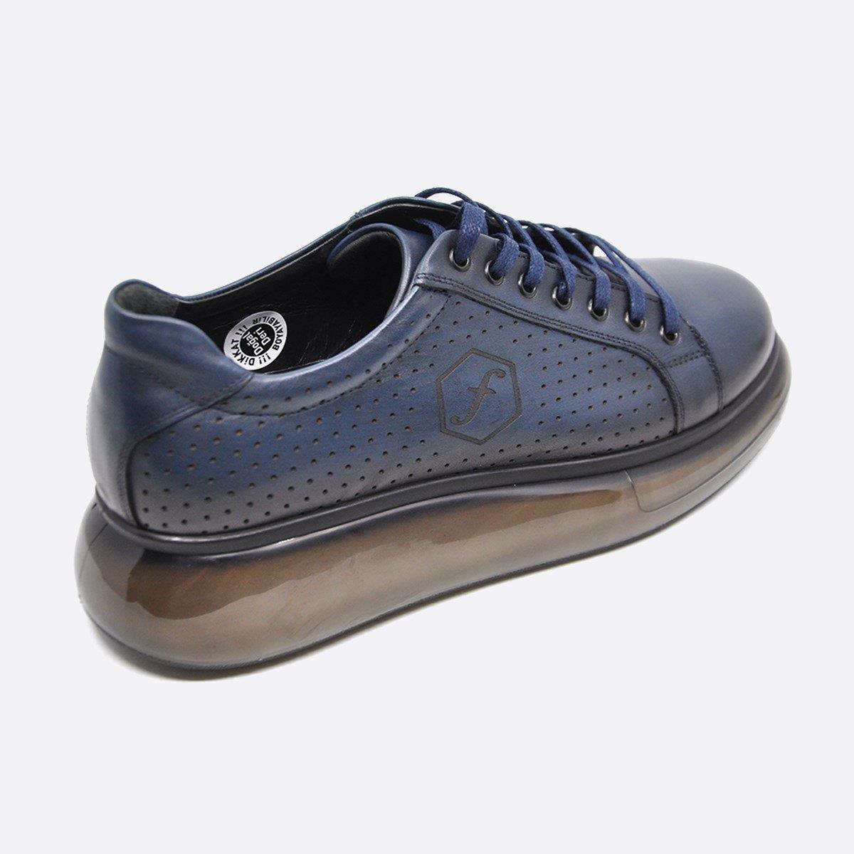 Fosco Hakiki Deri Lacivert Sneaker Erkek Ayakkabı 9836 102