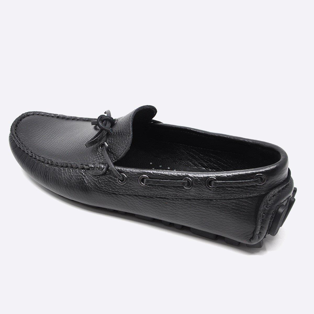 Fosco Hakiki Deri Siyah Flotter Yazlık Loafer Erkek Ayakkabı 9845