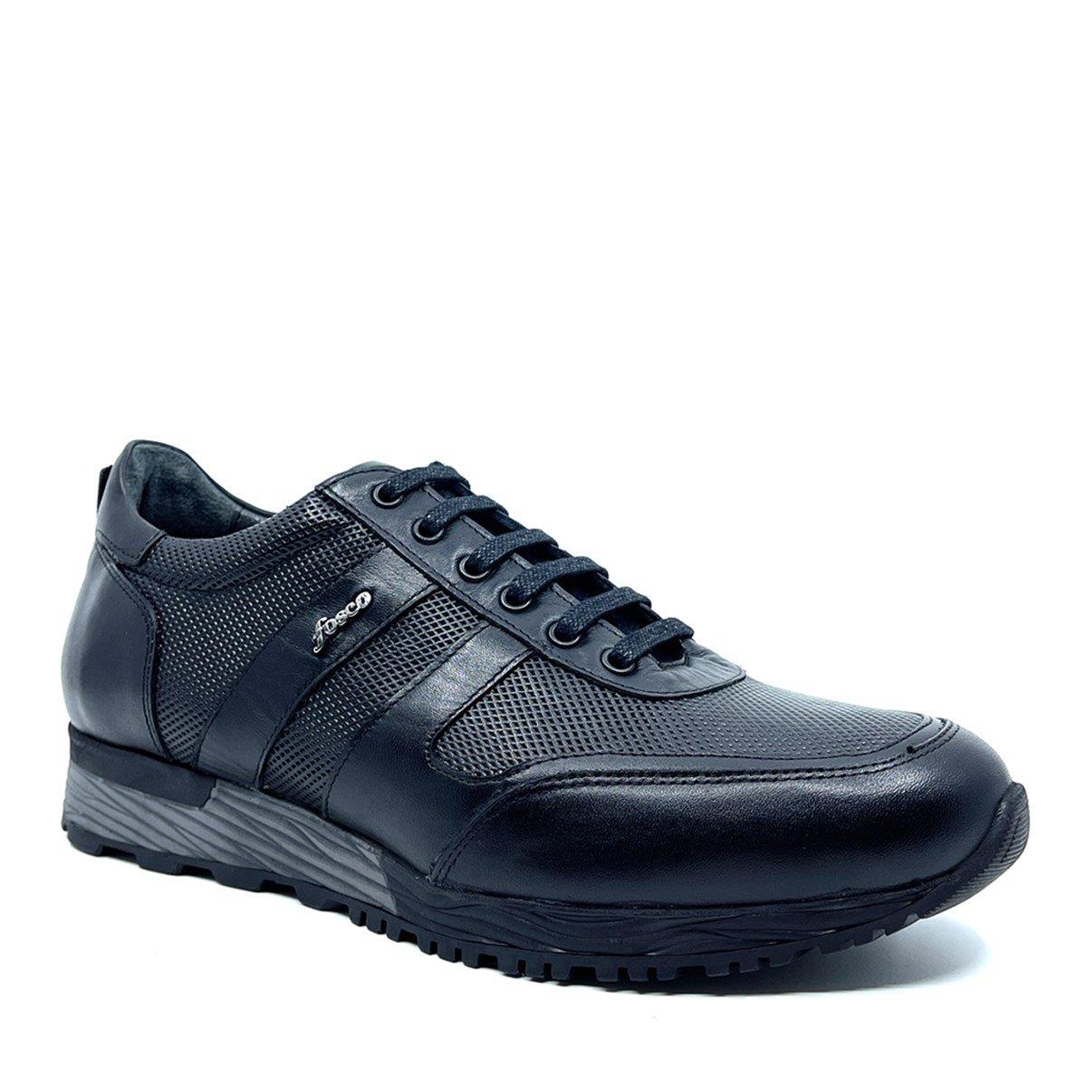 Fosco Hakiki Deri Siyah Kışlık Sneaker Erkek Ayakkabı 2513 46
