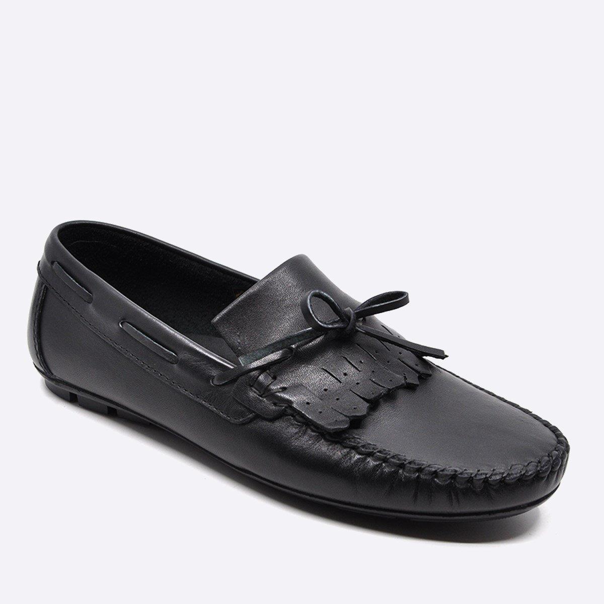 Fosco Hakiki Deri Siyah Loafer Günlük Erkek Ayakkabı 9860 100