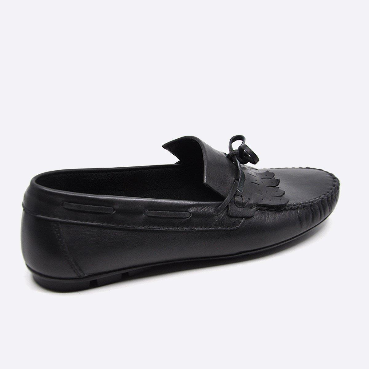 Fosco Hakiki Deri Siyah Loafer Günlük Erkek Ayakkabı 9860 100