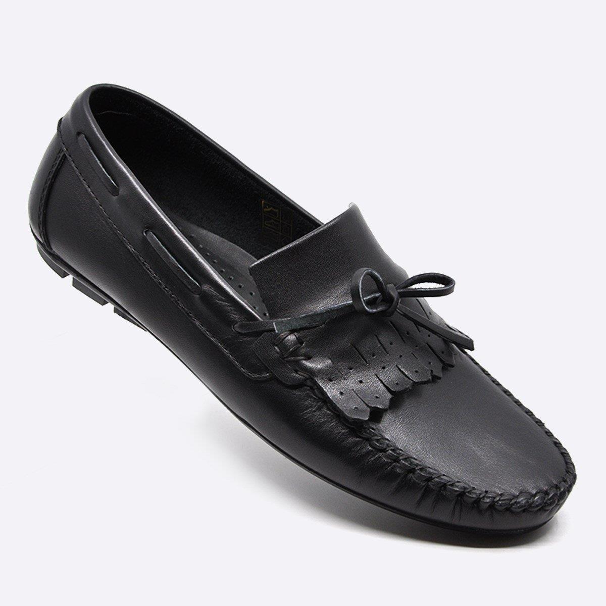 Fosco Hakiki Deri Siyah Loafer Günlük Erkek Ayakkabı 9860 100