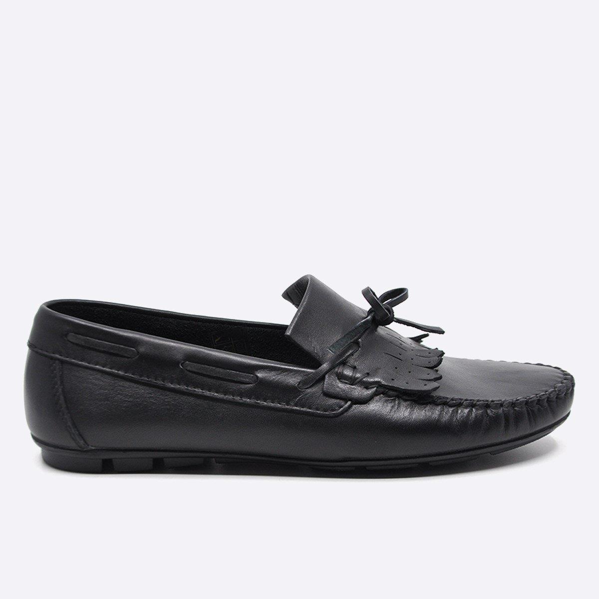 Fosco Hakiki Deri Siyah Loafer Günlük Erkek Ayakkabı 9860 100
