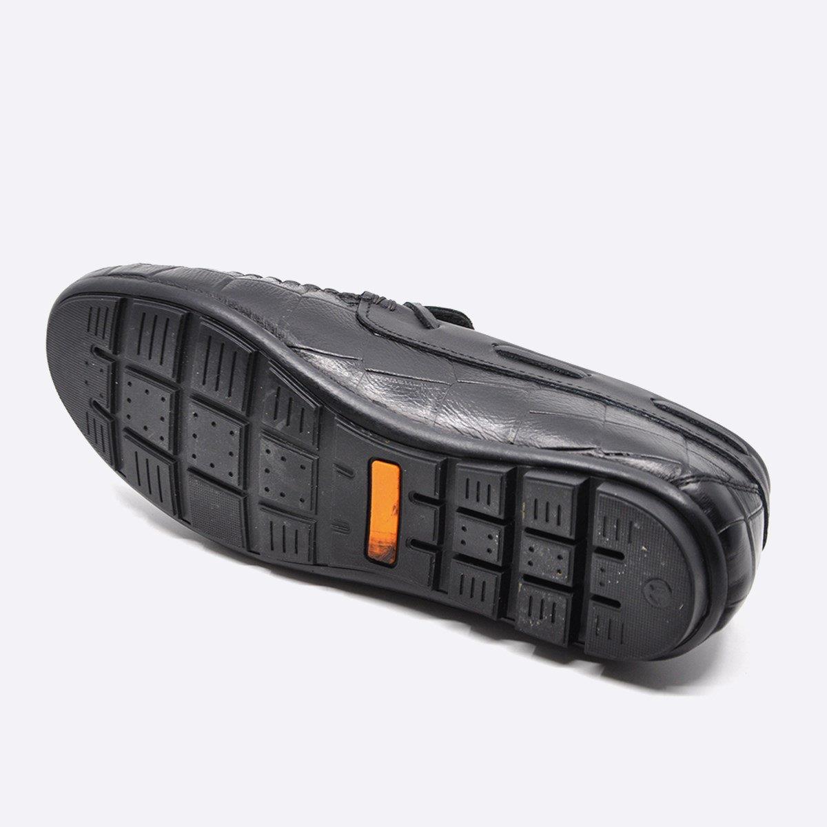 Fosco Hakiki Deri Siyah Loafer Kroko Erkek Ayakkabı 9861 100