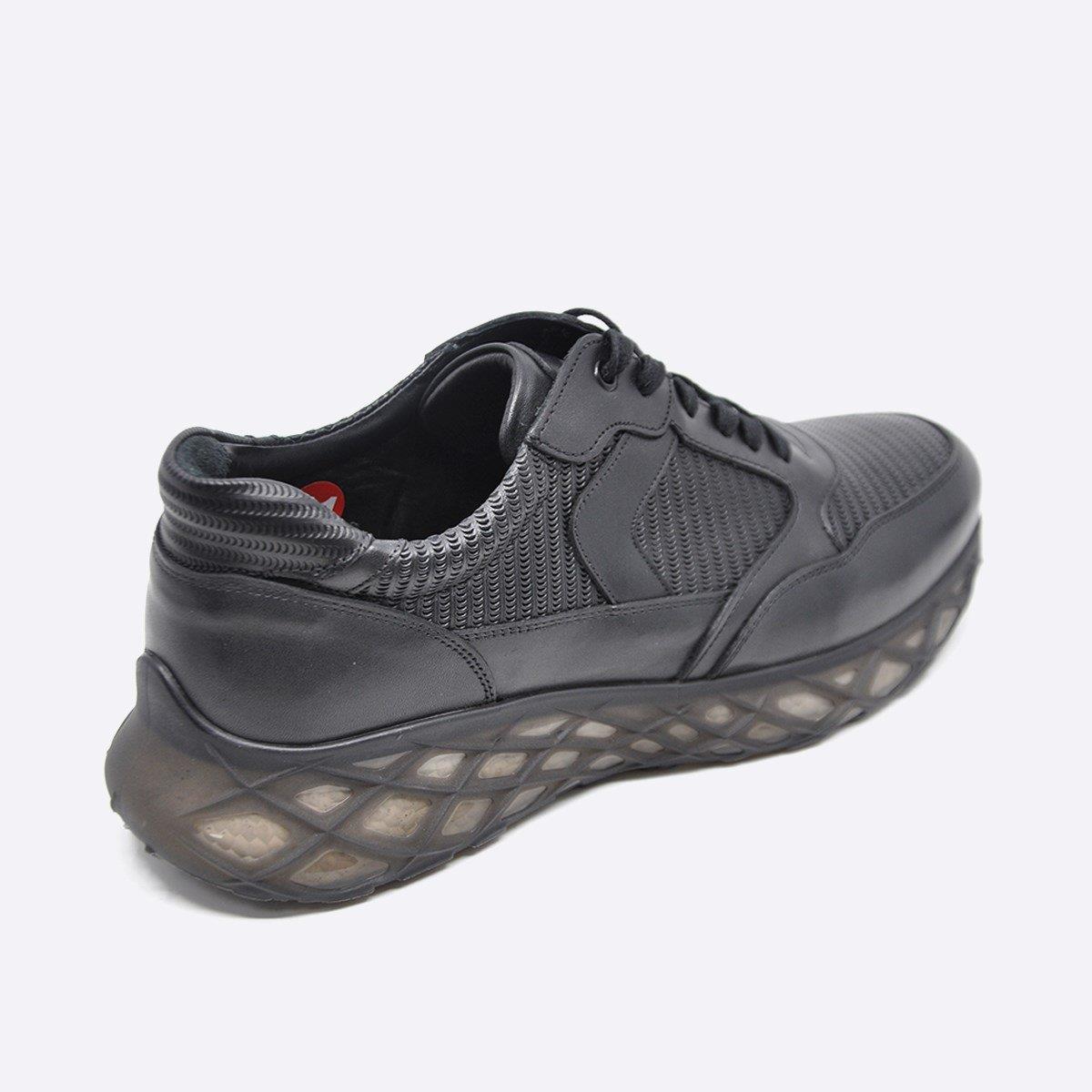 Fosco Hakiki Deri Siyah Sneaker Erkek Ayakkabı 9828 100