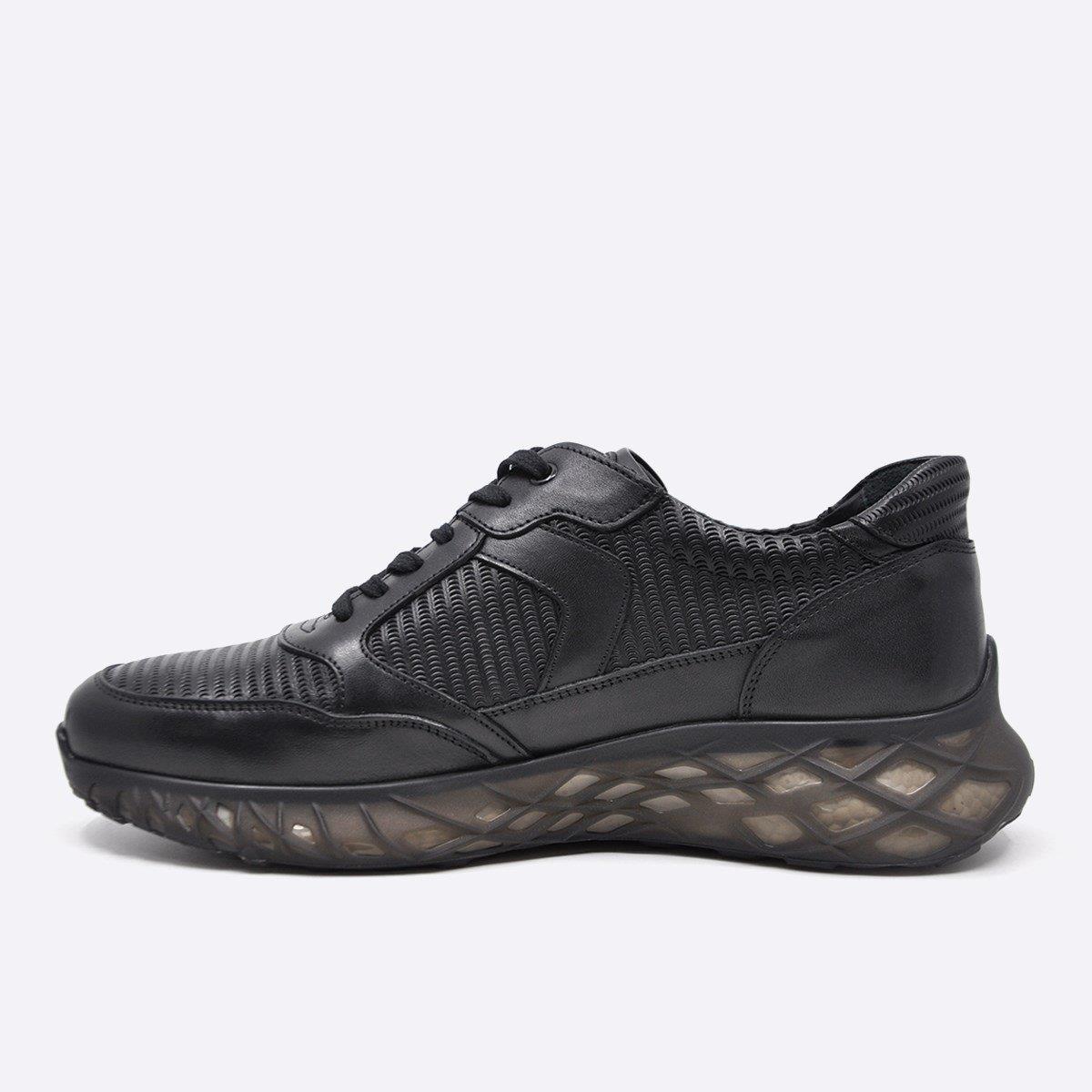 Fosco Hakiki Deri Siyah Sneaker Erkek Ayakkabı 9828 100