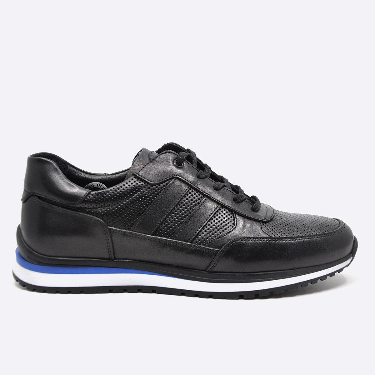 Fosco Hakiki Deri Siyah Sneaker Erkek Ayakkabı 9832 100