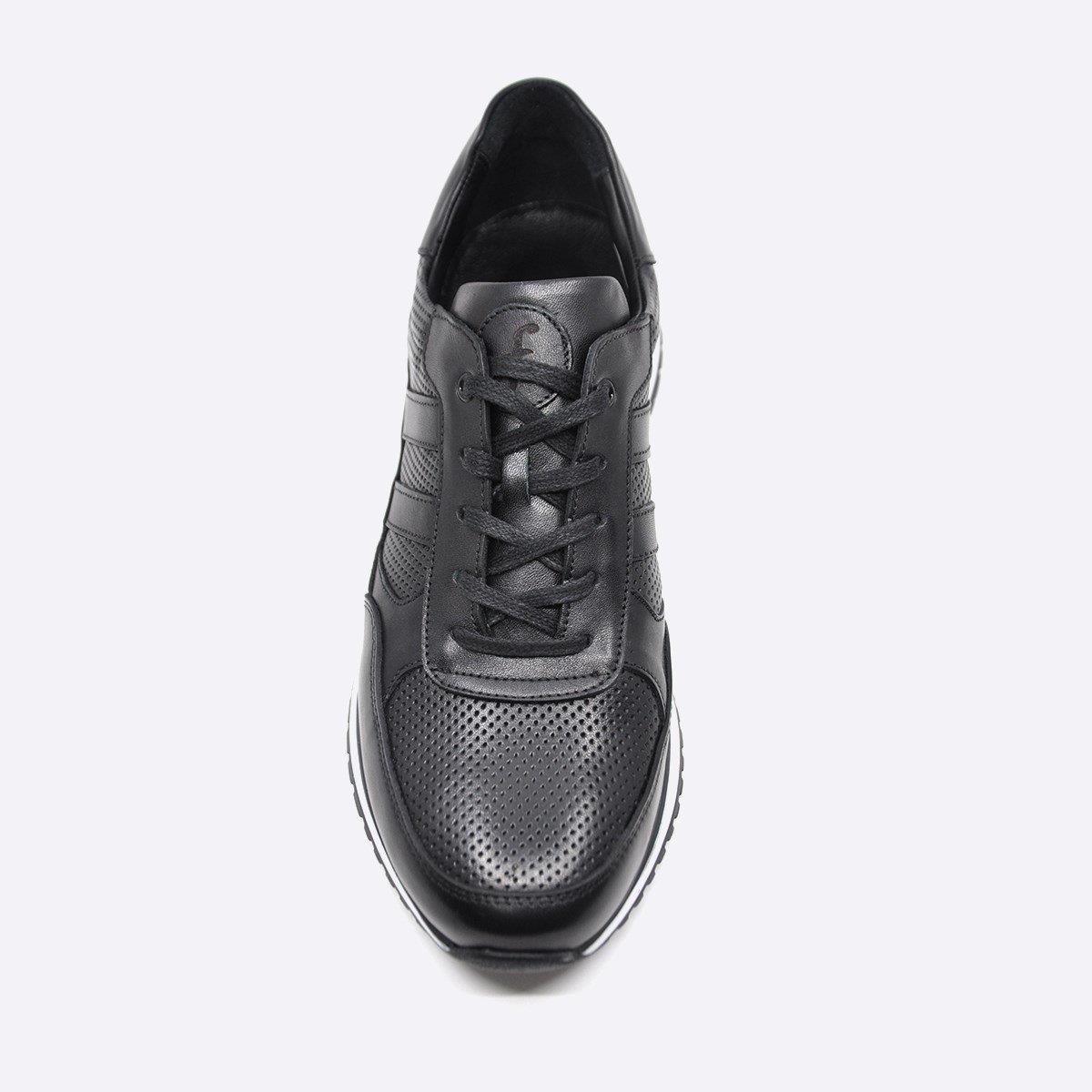 Fosco Hakiki Deri Siyah Sneaker Erkek Ayakkabı 9832 100