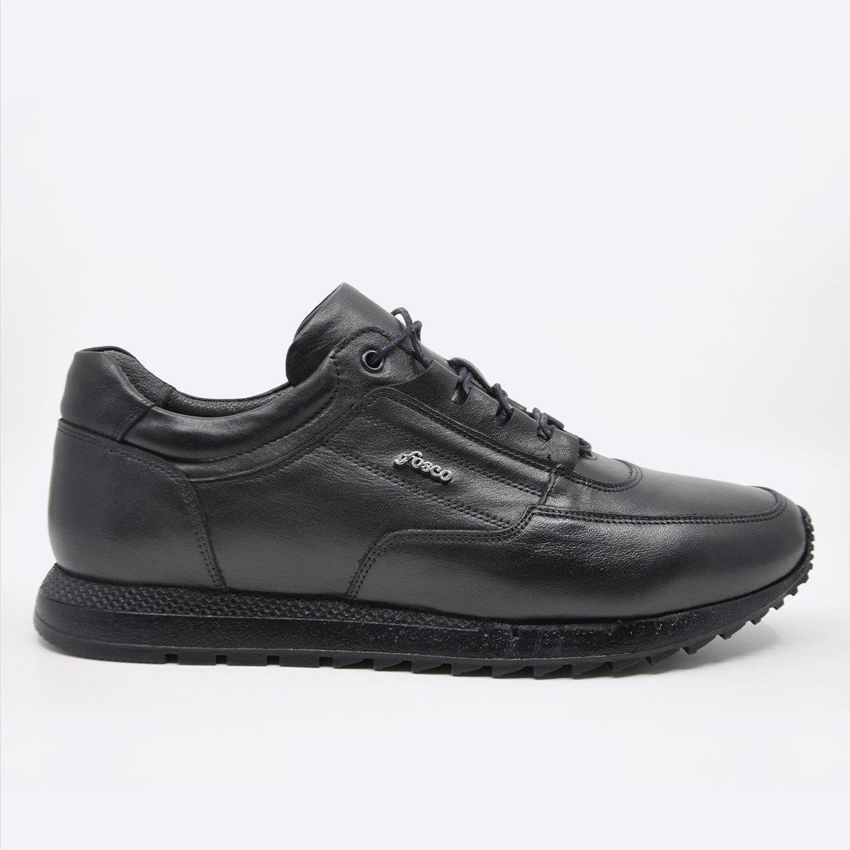 Fosco Hakiki Deri Siyah Sneaker Erkek Ayakkabı 2773 306