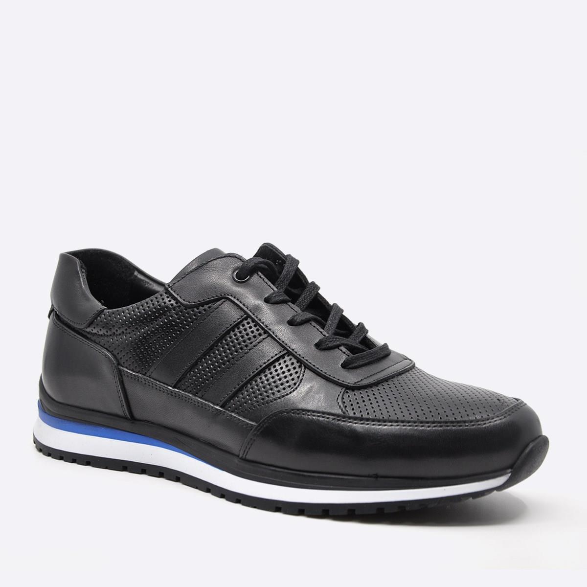 Fosco Hakiki Deri Siyah Sneaker Erkek Ayakkabı 9832 100