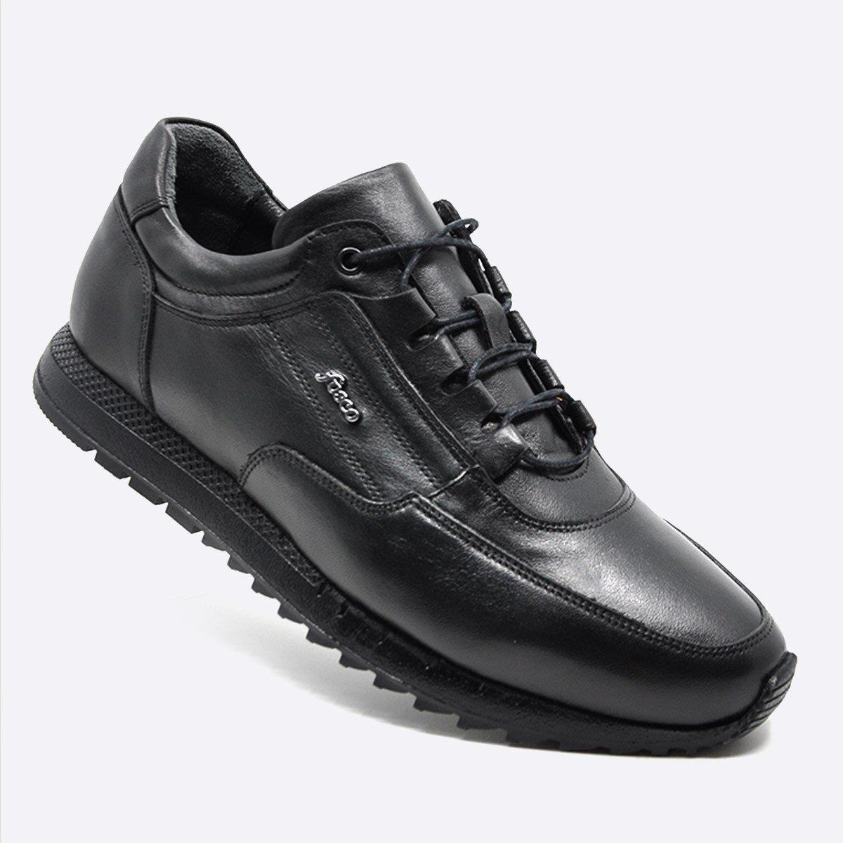 Fosco Hakiki Deri Siyah Sneaker Erkek Ayakkabı 2773 306